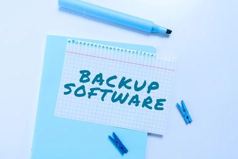 Conceptual display Backup Software. Internet Concept create extra exact copies Stock Photos