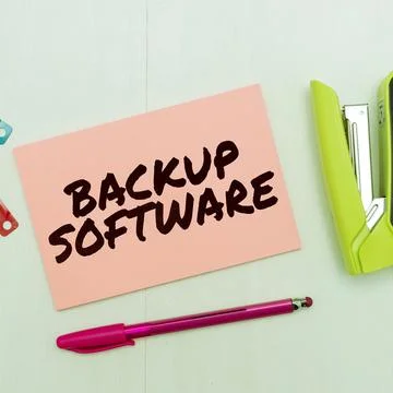 Conceptual display Backup Software. Word Written on create extra exact copies of Stock Photos