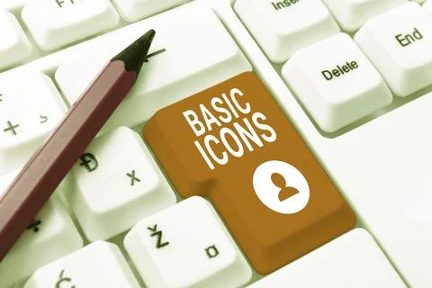 Conceptual display Basic Icons. Business showcase pictogram or ideogram Stock Photos