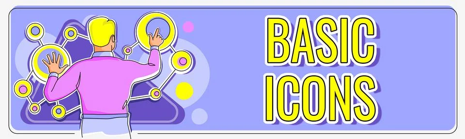 Conceptual display Basic Icons. Conceptual photo pictogram or ideogram displayed 스톡 일러스트