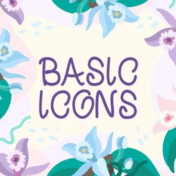 Conceptual display Basic Icons. Internet Concept pictogram or ideogram displayed Stock Illustration