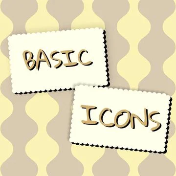 Conceptual display Basic Icons. Word for pictogram or ideogram displayed on a Stock Illustration