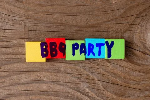 Conceptual display Bbq Party. Business approach usually done outdoors by smoking Stock Photos