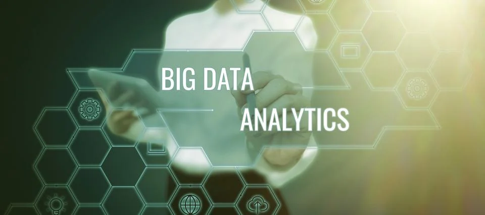 Conceptual display Big Data AnalyticsThe process of examining large and varied 스톡 사진