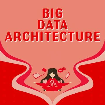 Conceptual display Big Data Architecture. Business showcase designed to handle Illustration