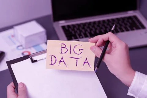 Conceptual display Big Data. Word for sets that so complex that traditional Stock Photos