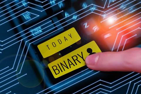 Conceptual display Binary. Business idea relating to using or denoting system of Stockfoto's