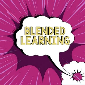 Conceptual display Blended Learning. Business showcase combines traditional Illustrazione stock
