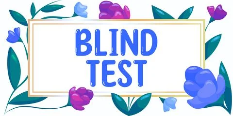 Conceptual display Blind Test. Internet Concept Social engagement with a person Stock Illustration