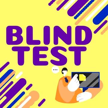 Conceptual display Blind Test. Internet Concept Social engagement with a person Stock Illustration
