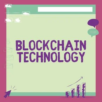 Conceptual display Block Chain Technology. Business concept Digital ledger 스톡 일러스트