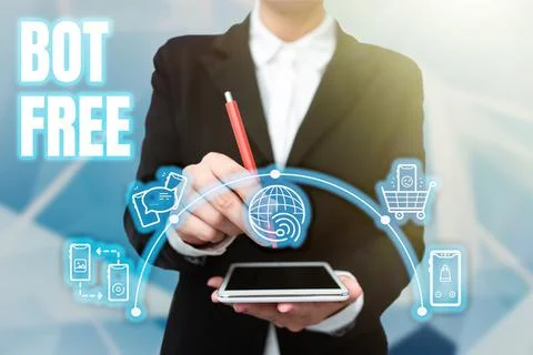 Conceptual display Bot Free. Business showcase a computer program that works Stockfoto's