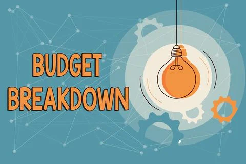 Conceptual display Budget Breakdown. Internet Concept dividing the cost of Ilustração Stock