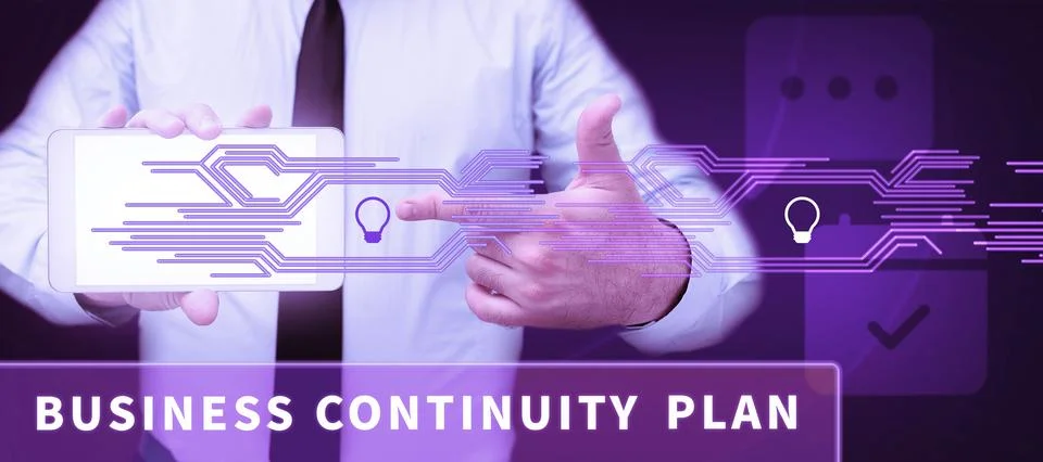 Conceptual display Business Continuity Plan. Business showcase creating systems Foto stock