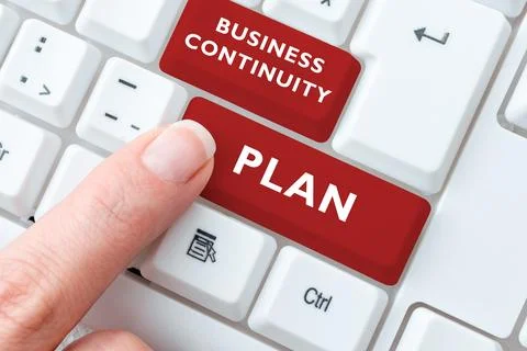 Conceptual display Business Continuity Plan. Business overview creating systems Foto stock