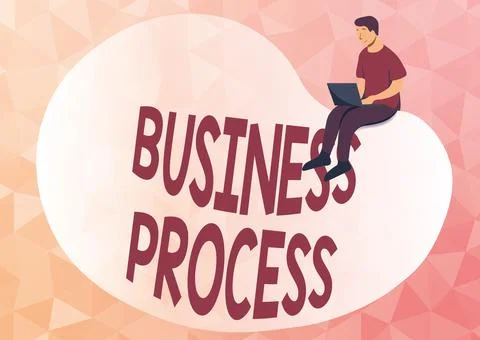 Conceptual display Business Process. Concept meaning implemented to accomplish a 스톡 일러스트