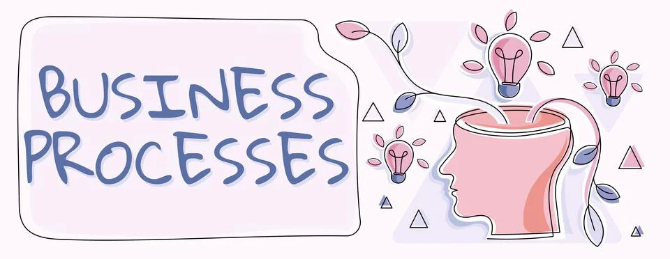 Conceptual display Business ProcessesMethods practices involves in running a Stock Illustration