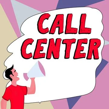 Conceptual display Call Center. Internet Concept an office in which large Stock Illustration