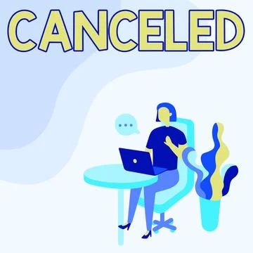 Conceptual display Canceled. Internet Concept to decide not to conduct or Illustrazione stock