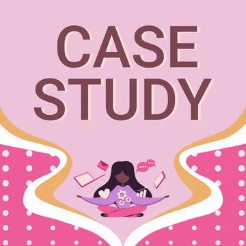 Conceptual display Case Study. Word for A subject matter to be discussed and Illustrazione stock