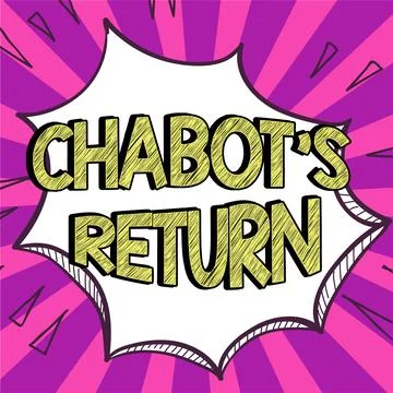 Conceptual display Chabot'S Return. Word for the come back of conversation vi Stock Illustration