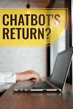 Conceptual display Chatbot's Return. Business approach program that communicate Foto stock