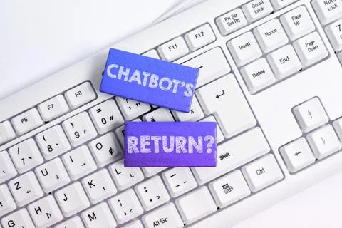 Conceptual display Chatbot's Return. Business concept program that communicate Foto stock