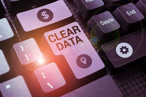 Conceptual display Clear Data. Internet Concept act of removing unwanted data or Stock Photos