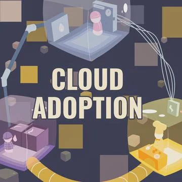 Conceptual display Cloud Adoption. Concept meaning strategic move by Stock Illustration