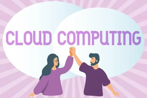 Conceptual display Cloud Computing. Business showcase storing and accessing data Illustrazione stock