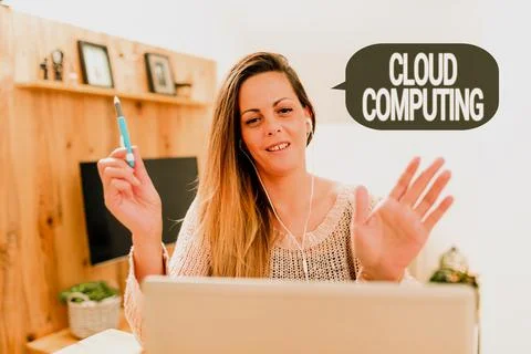 Conceptual display Cloud Computing. Business showcase storing and accessing data 스톡 사진