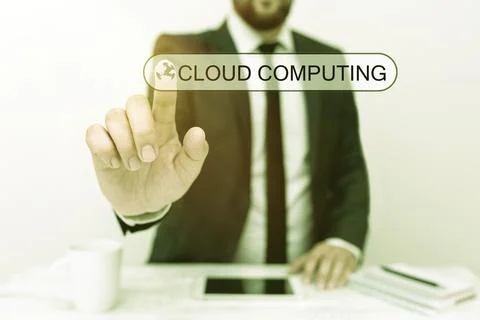Conceptual display Cloud Computing. Word Written on use a network of remote Stock Photos