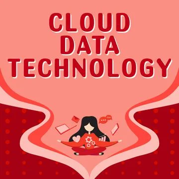 Conceptual display Cloud Data Technology. Business approach Save and access d 스톡 일러스트