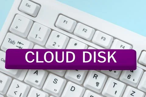 Conceptual display Cloud Disk. Word for web base service that provides storage Foto stock