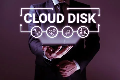 Conceptual display Cloud Disk. Word Written on web base service that provides Foto stock