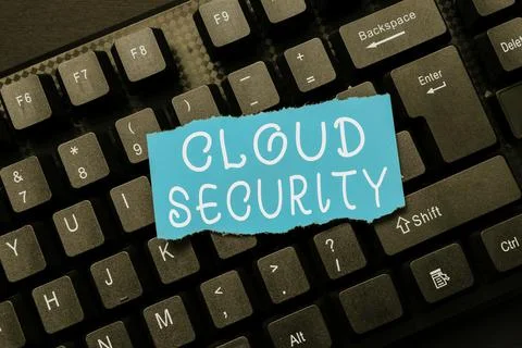 Conceptual display Cloud Security. Concept meaning protection of data stored Stock Photos