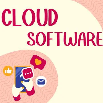 Conceptual display Cloud Software. Business idea Programs used in Storing Acc Illustrazione stock