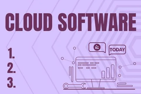 Conceptual display Cloud Software. Concept meaning Programs used in Storing Illustrazione stock