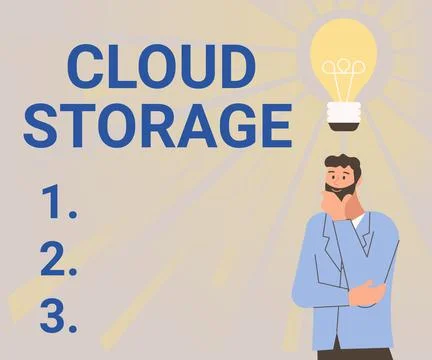 Conceptual display Cloud Storage. Word for computing connect devices to cloud Illustrazione stock
