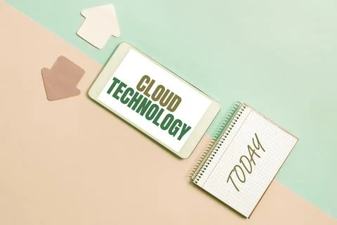 Conceptual display Cloud Technology. Conceptual photo storing and accessing data Foto stock