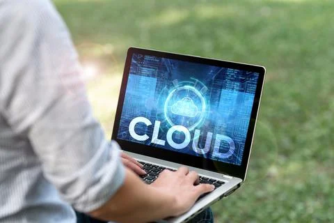 Conceptual display Cloud. Word for anything that involves delivering hosted Foto stock