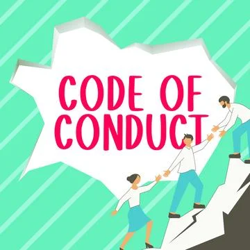 Conceptual display Code Of Conduct. Business overview Ethics rules moral codes Illustrazione stock