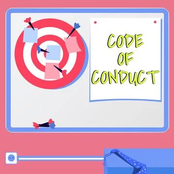 Conceptual display Code Of Conduct. Internet Concept Ethics rules moral codes Stockillustratie