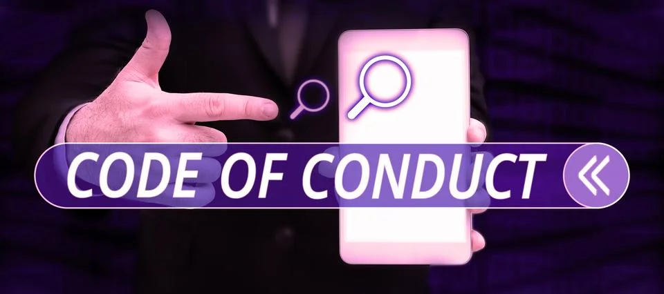 Conceptual display Code Of Conduct. Word for Ethics rules moral codes ethical 写真素材