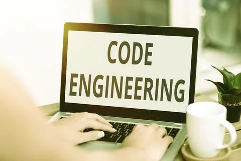 Conceptual display Code Engineering. Business showcase application of Stock Photos