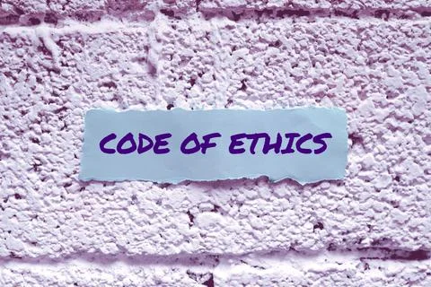 Conceptual display Code Of Ethics. Business showcase Moral Rules Ethical Inte Stockfoto's