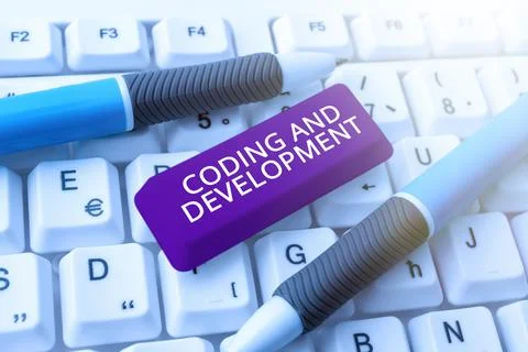 Conceptual display Coding And Development. Internet Concept Programming Building Stock Photos