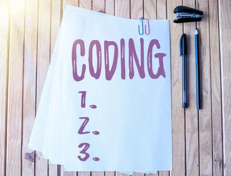 Conceptual display Coding. Business approach assigning code to something for Stock-Fotos