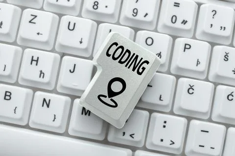 Conceptual display Coding. Business concept assigning code to something for Stockfoto's