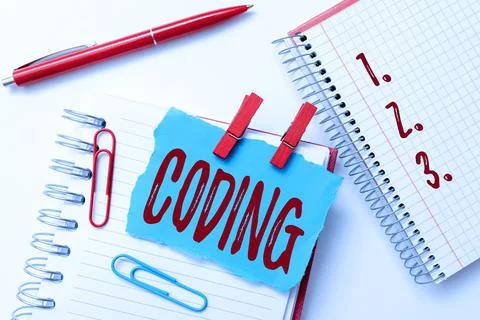 Conceptual display Coding. Concept meaning assigning code to something for Stockfoto's